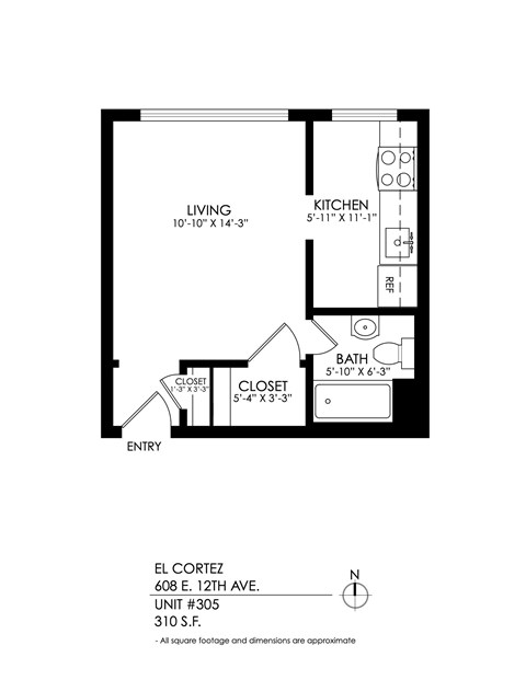 A black and white image of a floor plan for a living space.